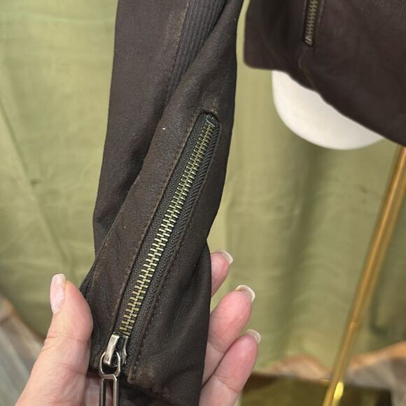 Vince brown Leather/suede Jacket with Zip Front and Tailored Silhouette, S - Picture 3 of 9
